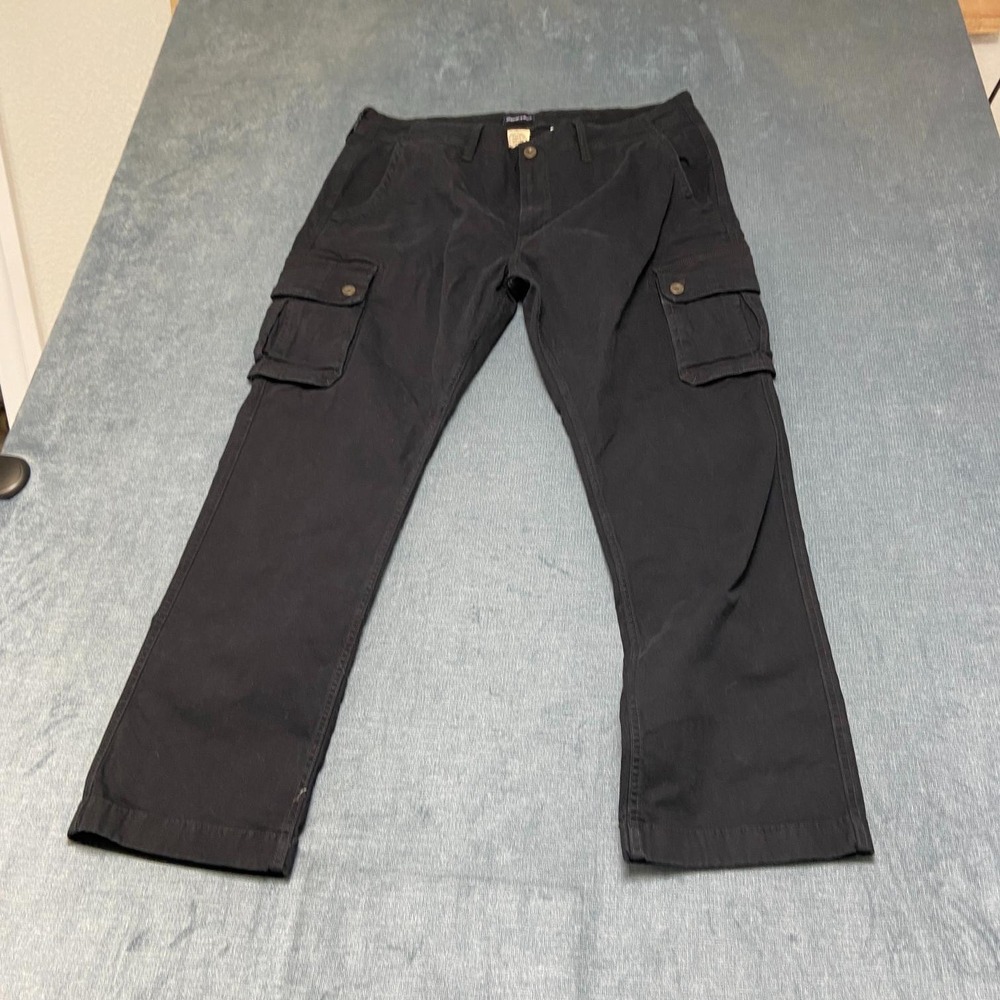 St. John's Bay Cargo Jeans Mens 38x30 Black Denim Comfort Stretch Straight Leg